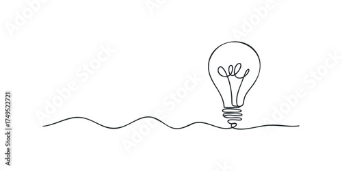 Minimalist single line drawing of a lightbulb symbolizing inspiration
