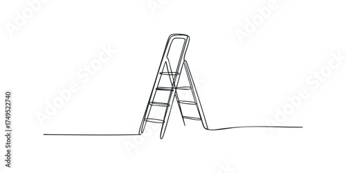 Minimalist single line drawing of a stepladder