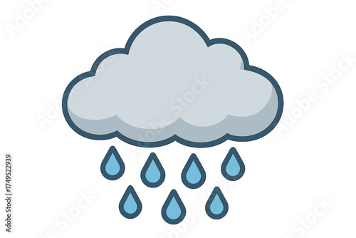 Stylized weather symbol showing a dark gray cloud with falling blue raindrops