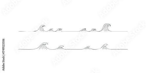 Stylized wave lines set