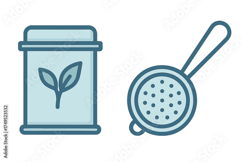 Tea storage container and handheld strainer for preparing loose leaf tea