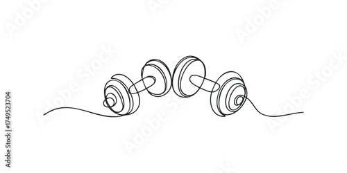 Continuous line drawing of dumbbells