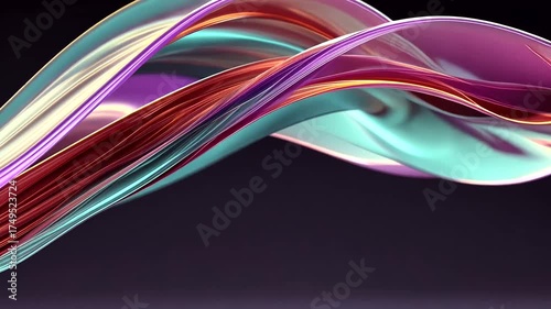 Abstract Colorful Waves Flowing in Smooth Motion on Dark Background