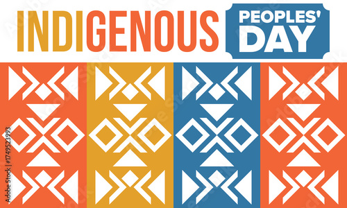 Indigenous Peoples' Day. Native American Day. American Indian culture. Heritage Month. Celebrate annual in United States. Tradition pattern. Poster, card, banner and background. Vector illustration