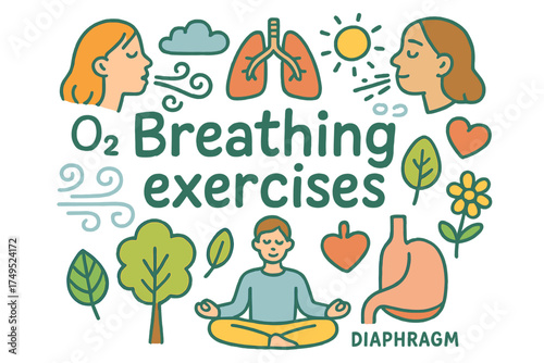 Breathing Exercise Doodle. Breathing exercises. Hand-drawn doodle illustration of Breathing exercises. person