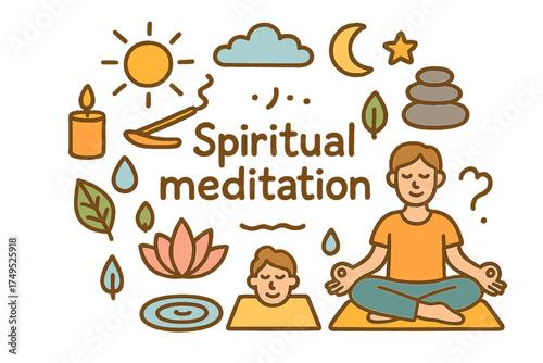 Spiritual Meditation Doodle. Spiritual meditation. Hand-drawn doodle illustration of Spiritual meditation.