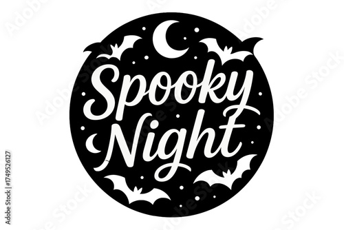 Spooky Night Design. Spooky Night. modern hand lettering, smooth curves, balanced composition, clear readable