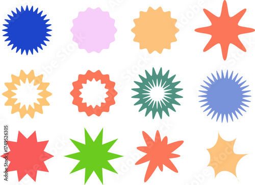 Colorful Starburst Badge and Shape Vector Collection