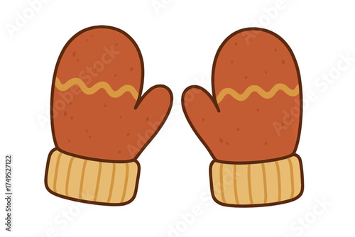 Cozy winter mittens with warm patterned design on white background