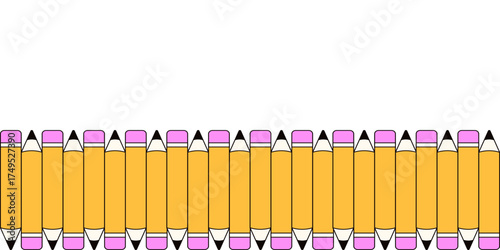 Back to School. Education. Vector illustration of pencil Frame isolated transparent background. Pencil Frame template design with Empty space for text. EPS 10