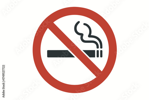 No smoking sign with classic red circle and diagonal line design