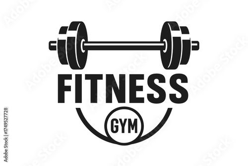 Black dumbbell logo representing fitness gym and strength training