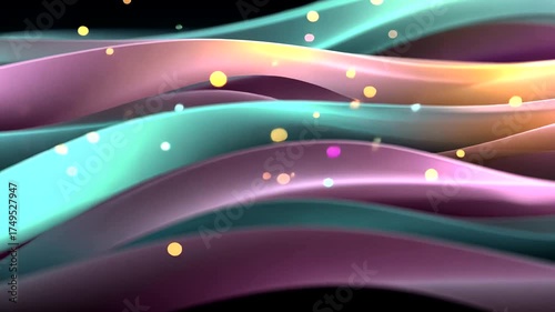 Colorful Wavy Abstract Background with Glowing Dots and Fluid Motion