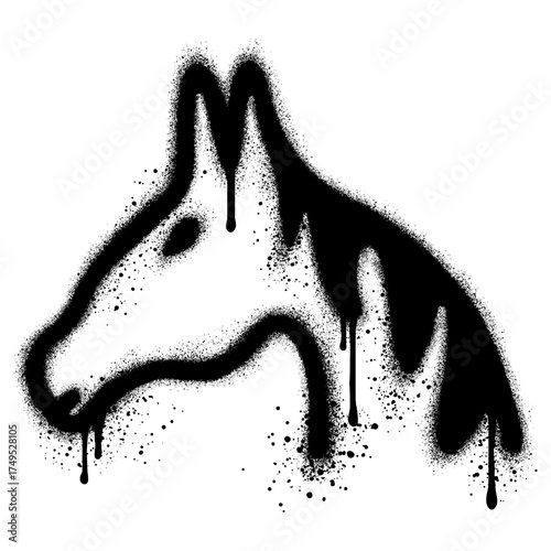 Horse graffiti with black spray paint. vector illustration.