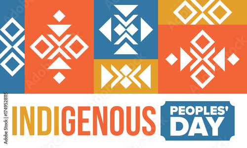Indigenous Peoples' Day. Native American Day. American Indian culture. Heritage Month. Celebrate annual in United States. Tradition pattern. Poster, card, banner and background. Vector illustration