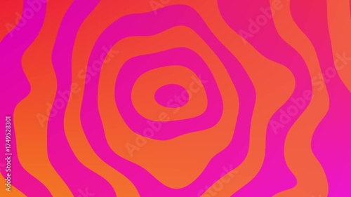 Red pink simple abstract moving wavy circles background, geometric animation