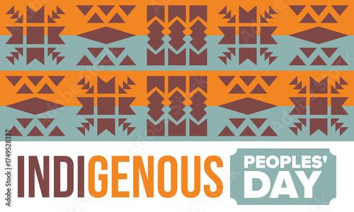 Indigenous Peoples' Day. Native American Day. American Indian culture. Heritage Month. Celebrate annual in United States. Tradition pattern. Poster, card, banner and background. Vector illustration