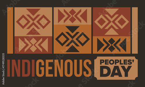 Indigenous Peoples' Day. Native American Day. American Indian culture. Heritage Month. Celebrate annual in United States. Tradition pattern. Poster, card, banner and background. Vector illustration