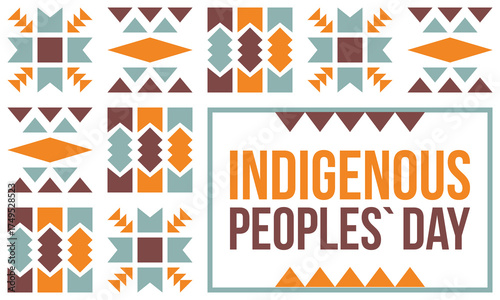 Indigenous Peoples' Day. Native American Day. American Indian culture. Heritage Month. Celebrate annual in United States. Tradition pattern. Poster, card, banner and background. Vector illustration
