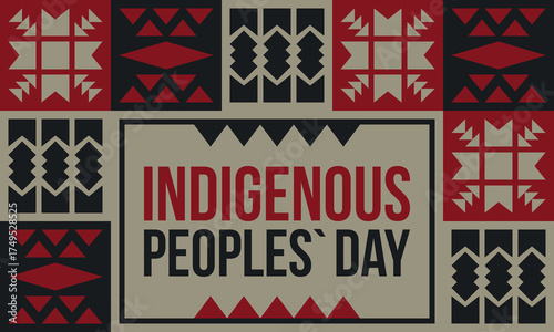 Indigenous Peoples' Day. Native American Day. American Indian culture. Heritage Month. Celebrate annual in United States. Tradition pattern. Poster, card, banner and background. Vector illustration