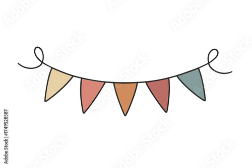 Colorful hand-drawn pennant banner on white background
