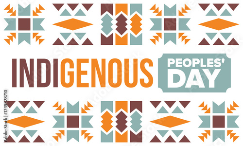 Indigenous Peoples' Day. Native American Day. American Indian culture. Heritage Month. Celebrate annual in United States. Tradition pattern. Poster, card, banner and background. Vector illustration