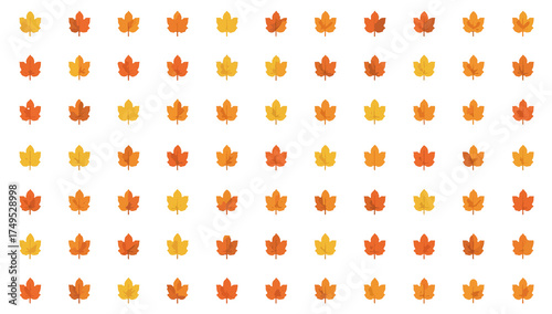 Schilderij op canvas A plethora of Autumn leaves are depicted in a series of little icons, each with