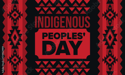 Indigenous Peoples' Day. Native American Day. American Indian culture. Heritage Month. Celebrate annual in United States. Tradition pattern. Poster, card, banner and background. Vector illustration