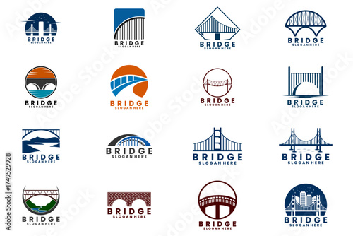 bridge set logo design vector template. Bridge logo inspirations