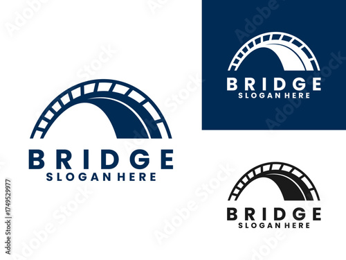 Arch bridge logo design vector template. Simple elegant bridge logo design