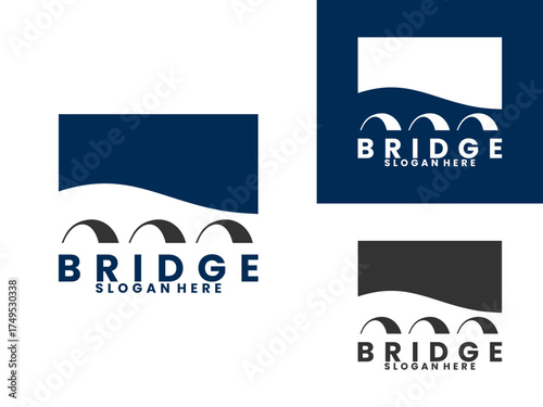 Bridge with square logo design vector template. Bridge abstract logo design. Elegant company, corporate and insurance logo