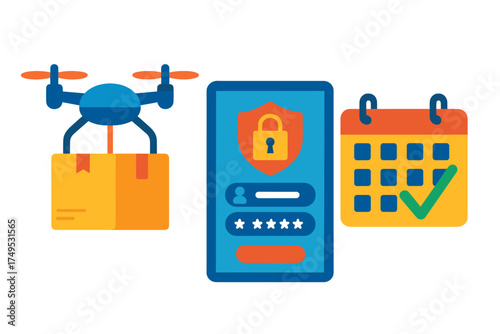 Drone package delivery scheduling with secure mobile application concept