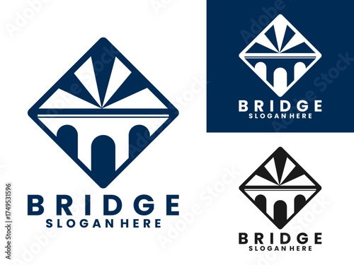 Abstract bridge sign logo design vector template