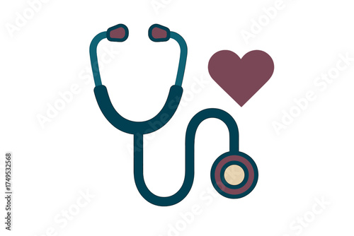 Stylized stethoscope icon featuring a heart symbol for cardiology and health