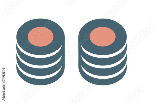 Symmetrical arrangement of stacked cylindrical shapes with a central circular element
