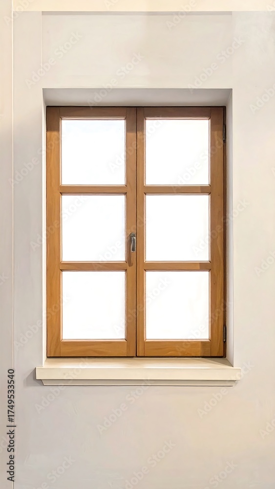 Fototapeta premium Simple wooden window against a light wall
