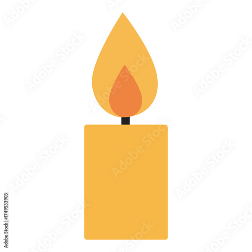 burning candle on a white background