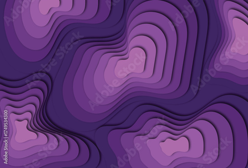 Purple layered abstract wave background with elegant contours and 3D texture, modern minimal gradient design perfect for artistic wallpapers and web graphics.