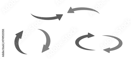 モノトーンのシンプルな曲線矢印セット