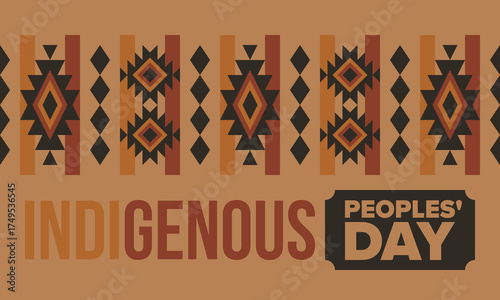 Indigenous Peoples' Day. Native American Day. American Indian culture. Heritage Month. Celebrate annual in United States. Tradition pattern. Poster, card, banner and background. Vector illustration
