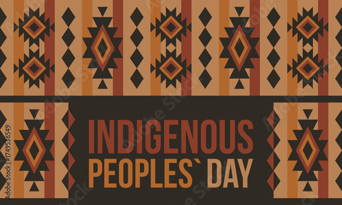 Indigenous Peoples' Day. Native American Day. American Indian culture. Heritage Month. Celebrate annual in United States. Tradition pattern. Poster, card, banner and background. Vector illustration