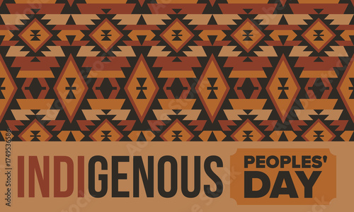 Indigenous Peoples' Day. Native American Day. American Indian culture. Heritage Month. Celebrate annual in United States. Tradition pattern. Poster, card, banner and background. Vector illustration