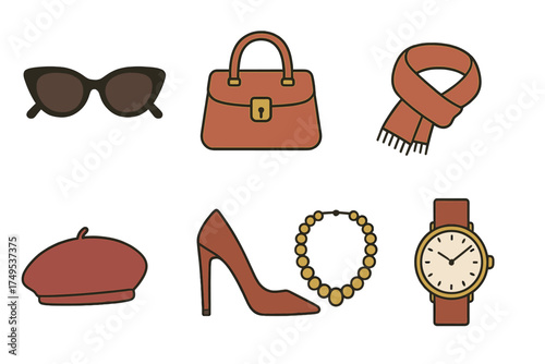 Stylish female fashion accessories and essential clothing items for women