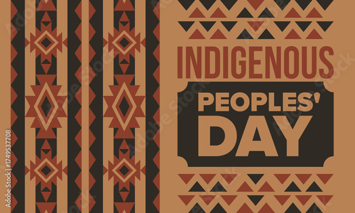 Indigenous Peoples' Day. Native American Day. American Indian culture. Heritage Month. Celebrate annual in United States. Tradition pattern. Poster, card, banner and background. Vector illustration
