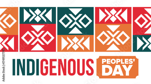 Indigenous Peoples' Day. Native American Day. American Indian culture. Heritage Month. Celebrate annual in United States. Tradition pattern. Poster, card, banner and background. Vector illustration
