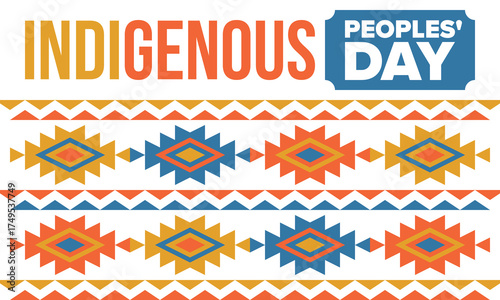 Indigenous Peoples' Day. Native American Day. American Indian culture. Heritage Month. Celebrate annual in United States. Tradition pattern. Poster, card, banner and background. Vector illustration