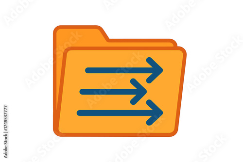 Data folder with multiple arrows indicating transfer or export functionality