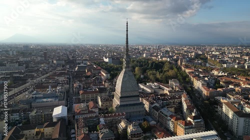 Italy, Turin Mole Antonelliana Drone Footage