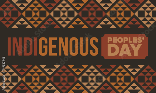 Indigenous Peoples' Day. Native American Day. American Indian culture. Heritage Month. Celebrate annual in United States. Tradition pattern. Poster, card, banner and background. Vector illustration