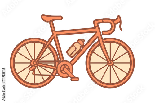 Stylized racing bicycle with water bottle isolated on white background